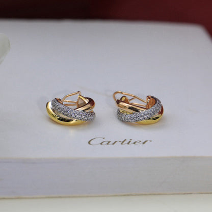 [Dawnora Jewelry]TRINITY HALF DIAMOND  CLASSIC EARRINGS