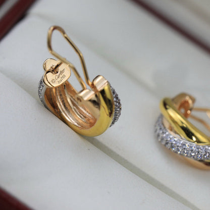 [Dawnora Jewelry]TRINITY HALF DIAMOND  CLASSIC EARRINGS