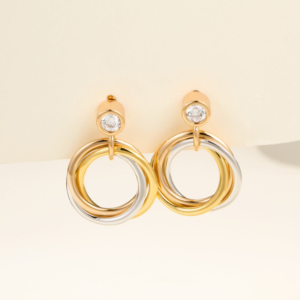 [Dawnora Jewelry]TRINITY ON DIAMOND  EARRINGS