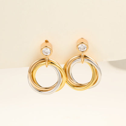 [Dawnora Jewelry]TRINITY ON DIAMOND  EARRINGS