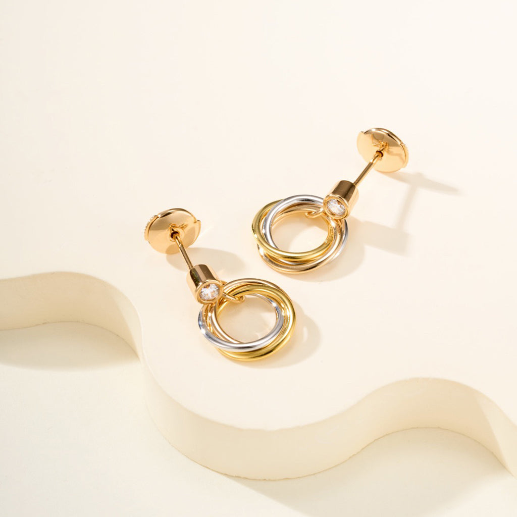[Dawnora Jewelry]TRINITY ON DIAMOND  EARRINGS