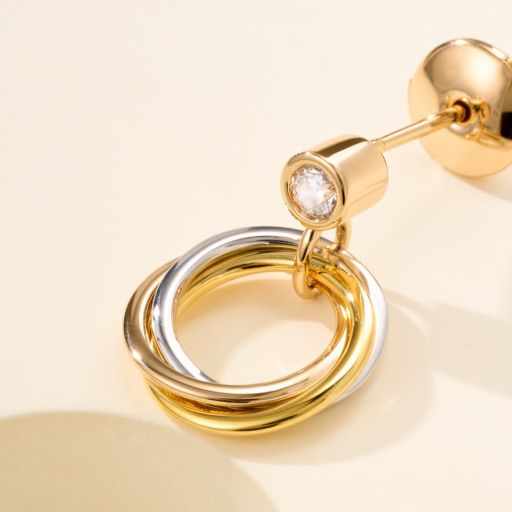 [Dawnora Jewelry]TRINITY ON DIAMOND  EARRINGS