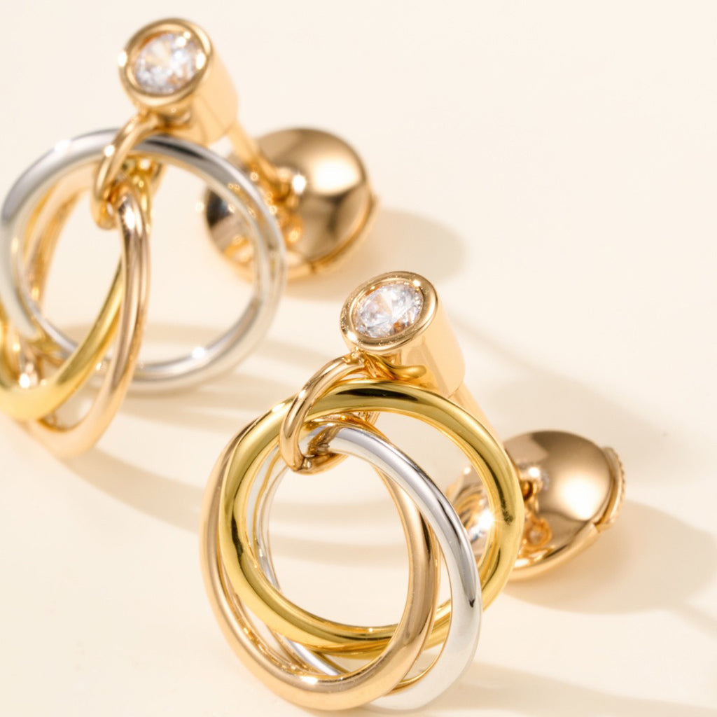 [Dawnora Jewelry]TRINITY ON DIAMOND  EARRINGS