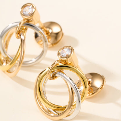 [Dawnora Jewelry]TRINITY ON DIAMOND  EARRINGS