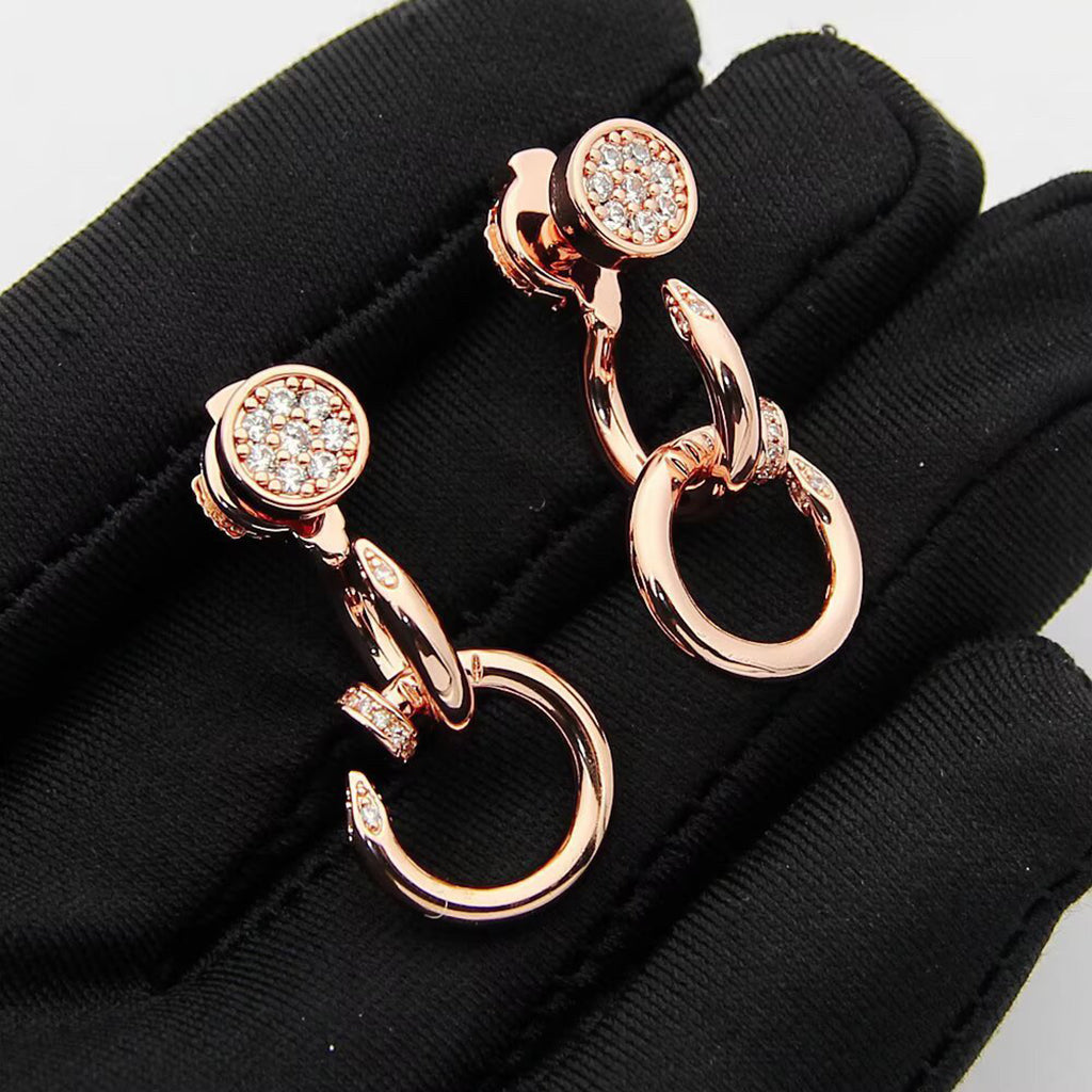 [Dawnora Jewelry]JUSTE HALF DIAMOND DOUBLE EARRINGS
