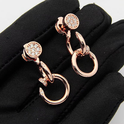 [Dawnora Jewelry]JUSTE HALF DIAMOND DOUBLE EARRINGS
