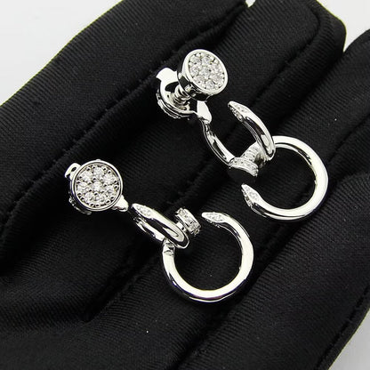 [Dawnora Jewelry]JUSTE HALF DIAMOND DOUBLE EARRINGS