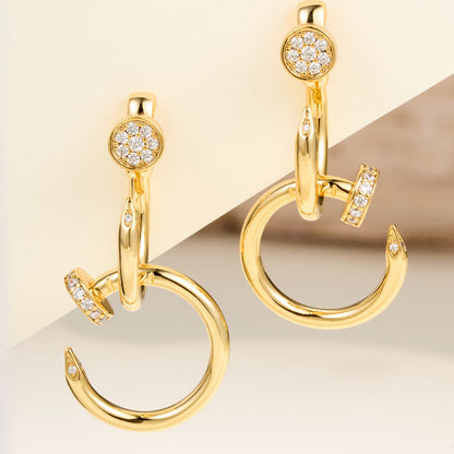 [Dawnora Jewelry]JUSTE HALF DIAMOND DOUBLE EARRINGS