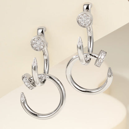 [Dawnora Jewelry]JUSTE HALF DIAMOND DOUBLE EARRINGS