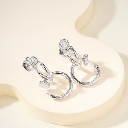 [Dawnora Jewelry]JUSTE HALF DIAMOND DOUBLE EARRINGS