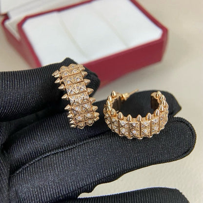 [Dawnora Jewelry]CLASH 9.2MM FULL DIAMOND DOUBLE ROW EARRINGS