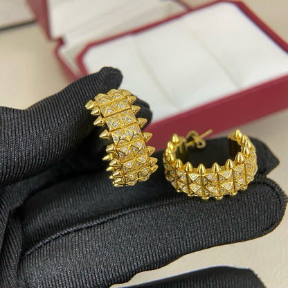 [Dawnora Jewelry]CLASH 9.2MM FULL DIAMOND DOUBLE ROW EARRINGS