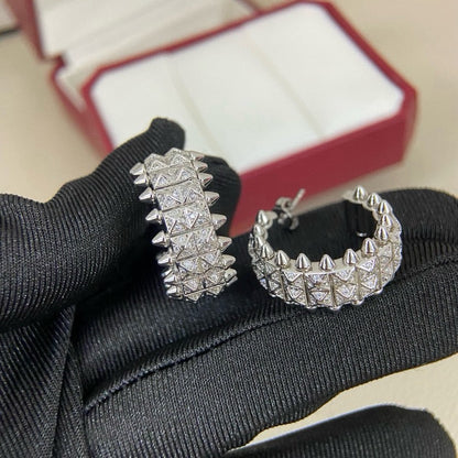 [Dawnora Jewelry]CLASH 9.2MM FULL DIAMOND DOUBLE ROW EARRINGS