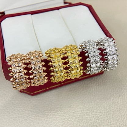[Dawnora Jewelry]CLASH 9.2MM FULL DIAMOND DOUBLE ROW EARRINGS