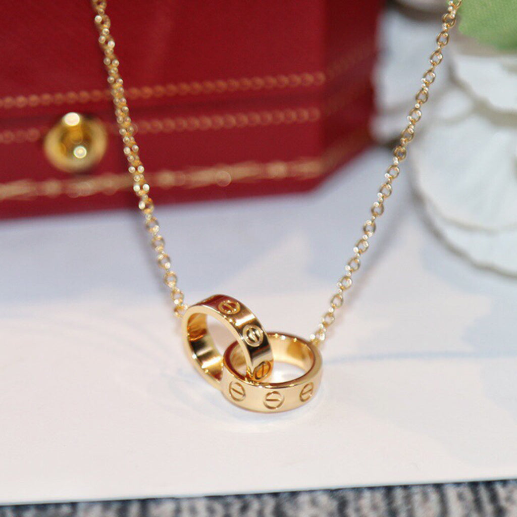 [Dawnora Jewelry]LOVE DOUBLE RING NECKLACE