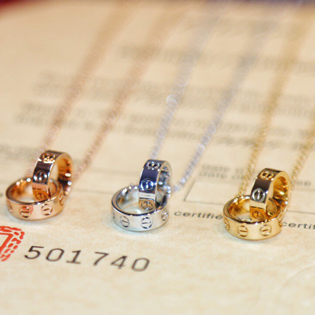 [Dawnora Jewelry]LOVE DOUBLE RING NECKLACE