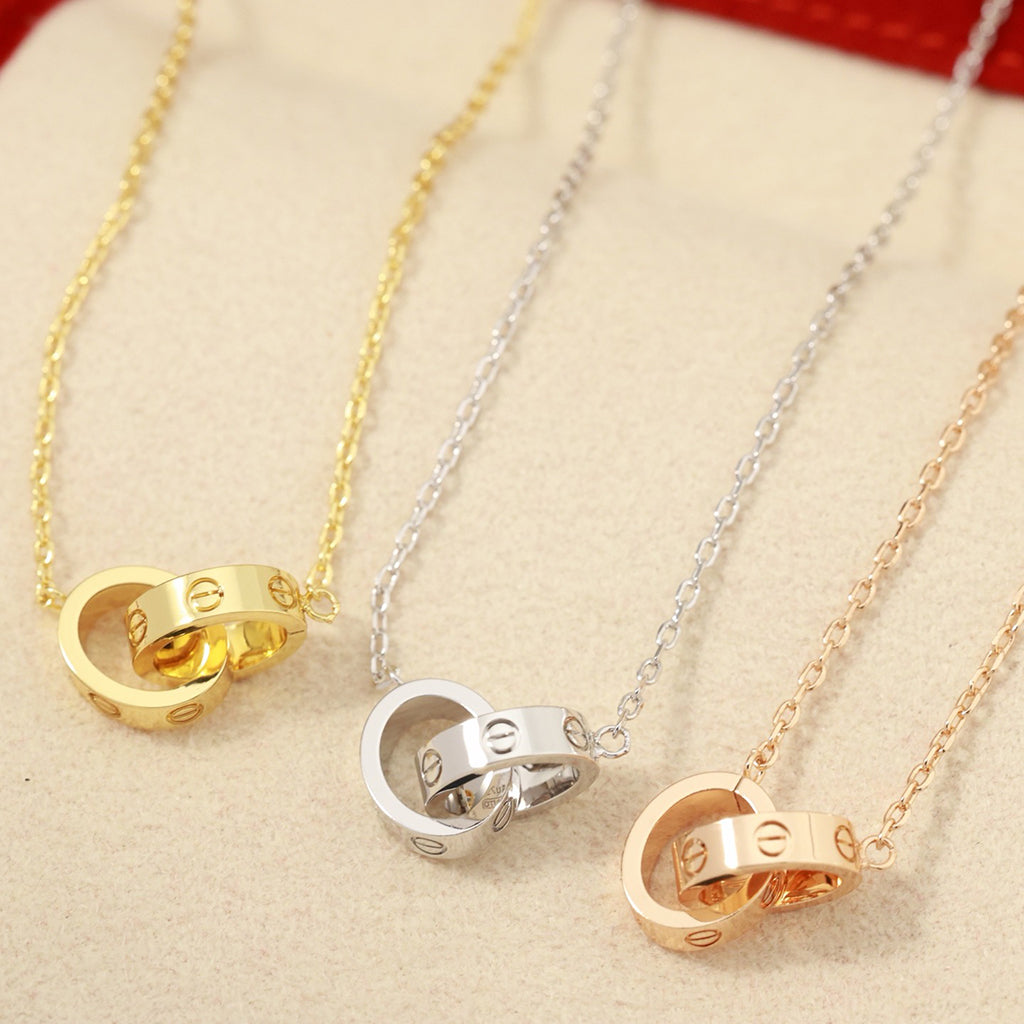 [Dawnora Jewelry]LOVE DOUBLE RING NECKLACE