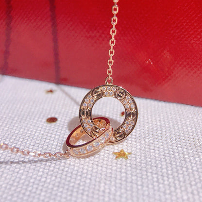 [Dawnora Jewelry]LOVE  FULL DIAMOND PENDANT NECKLACE