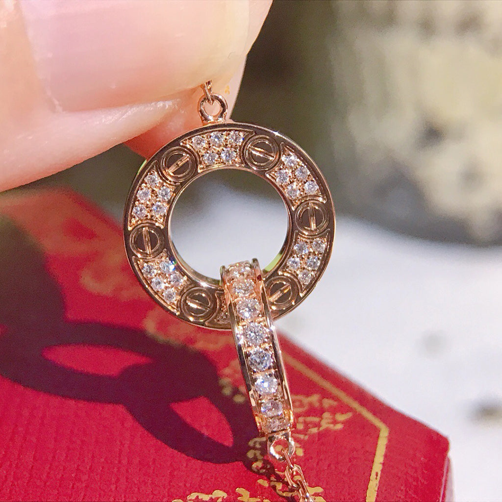 [Dawnora Jewelry]LOVE  FULL DIAMOND PENDANT NECKLACE
