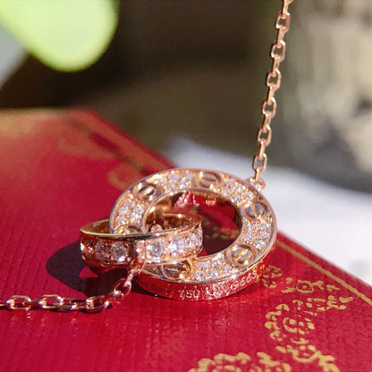 [Dawnora Jewelry]LOVE  FULL DIAMOND PENDANT NECKLACE