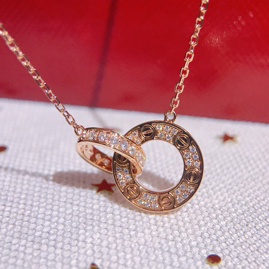 [Dawnora Jewelry]LOVE  FULL DIAMOND PENDANT NECKLACE