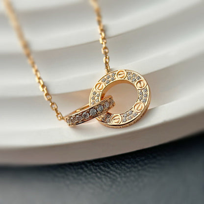 [Dawnora Jewelry]LOVE  FULL DIAMOND PENDANT NECKLACE