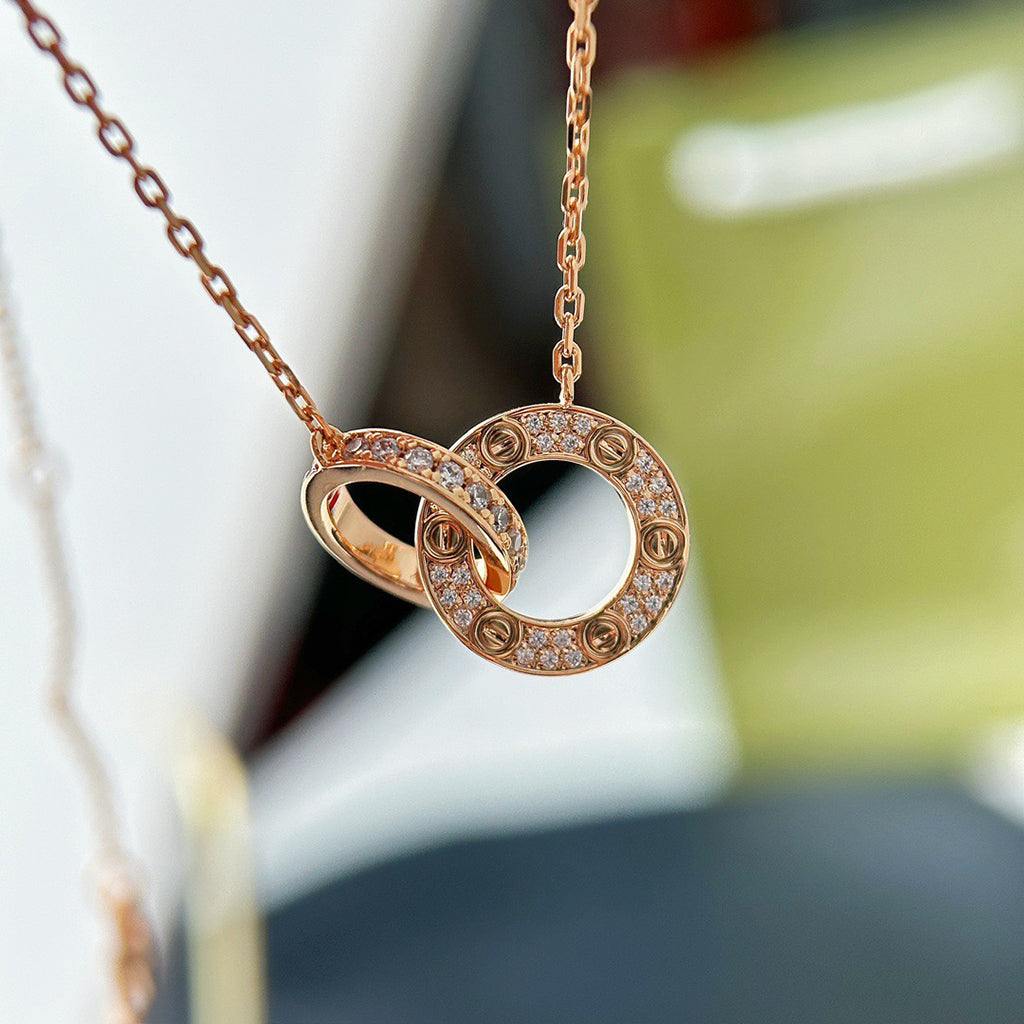 [Dawnora Jewelry]LOVE  FULL DIAMOND PENDANT NECKLACE