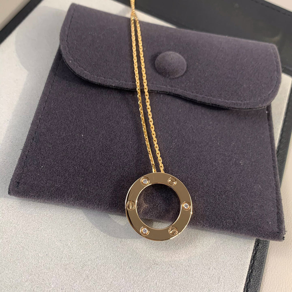 [Dawnora Jewelry]LOVE NECKLACE 16MM 3 DIAMONDS