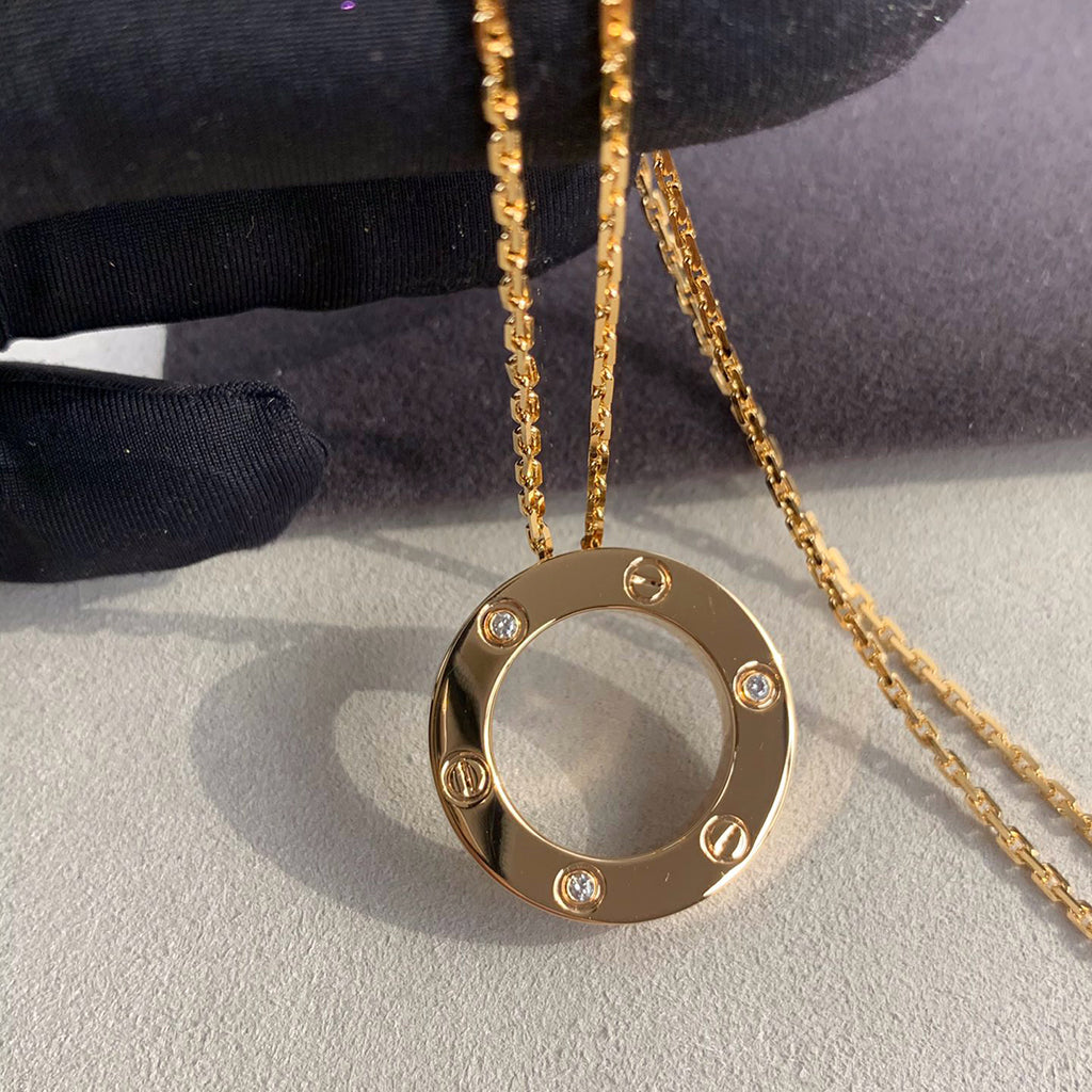 [Dawnora Jewelry]LOVE NECKLACE 16MM 3 DIAMONDS