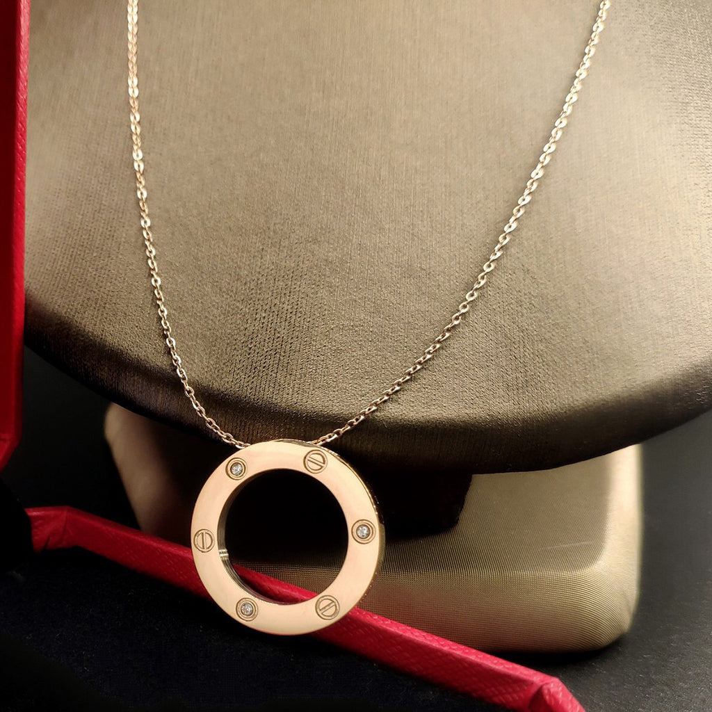 [Dawnora Jewelry]LOVE NECKLACE 16MM 3 DIAMONDS