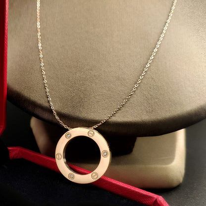 [Dawnora Jewelry]LOVE NECKLACE 16MM 3 DIAMONDS