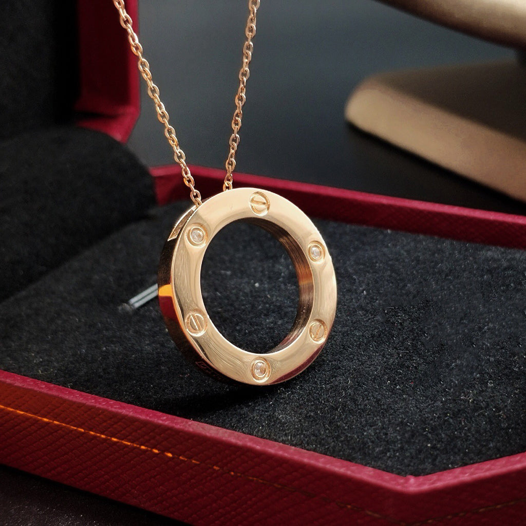 [Dawnora Jewelry]LOVE NECKLACE 16MM 3 DIAMONDS