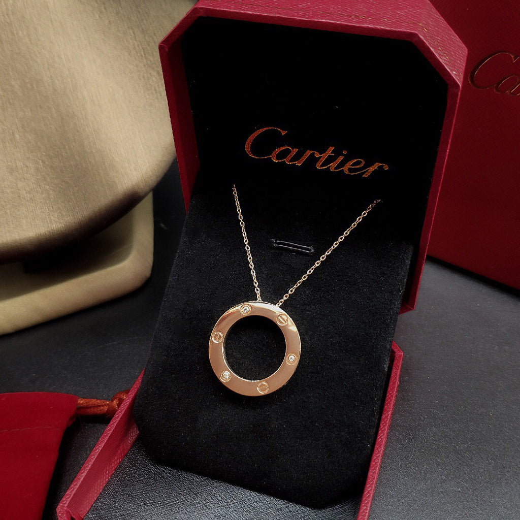 [Dawnora Jewelry]LOVE NECKLACE 16MM 3 DIAMONDS