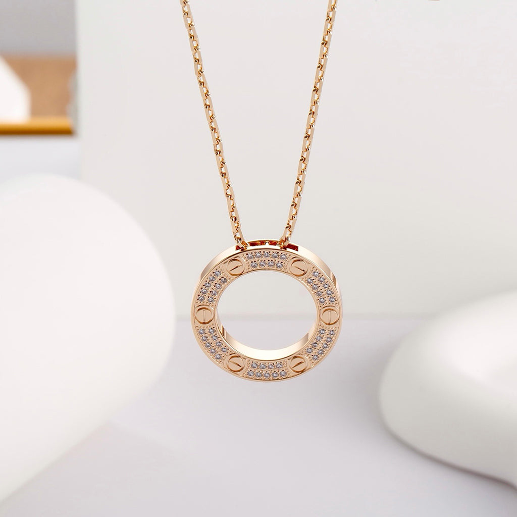 [Dawnora Jewelry]LOVE NECKLACE 16MM  FULL DIAMOND
