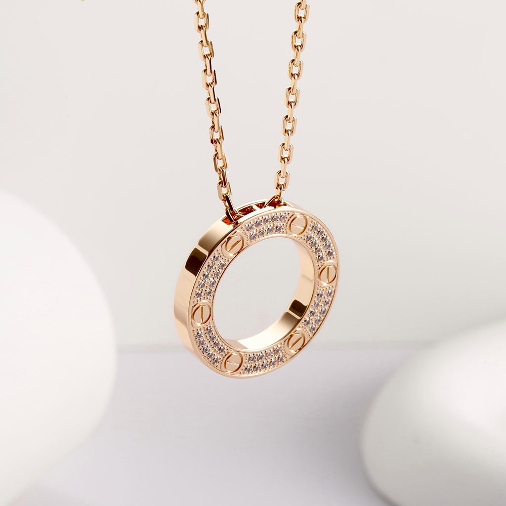 [Dawnora Jewelry]LOVE NECKLACE 16MM  FULL DIAMOND