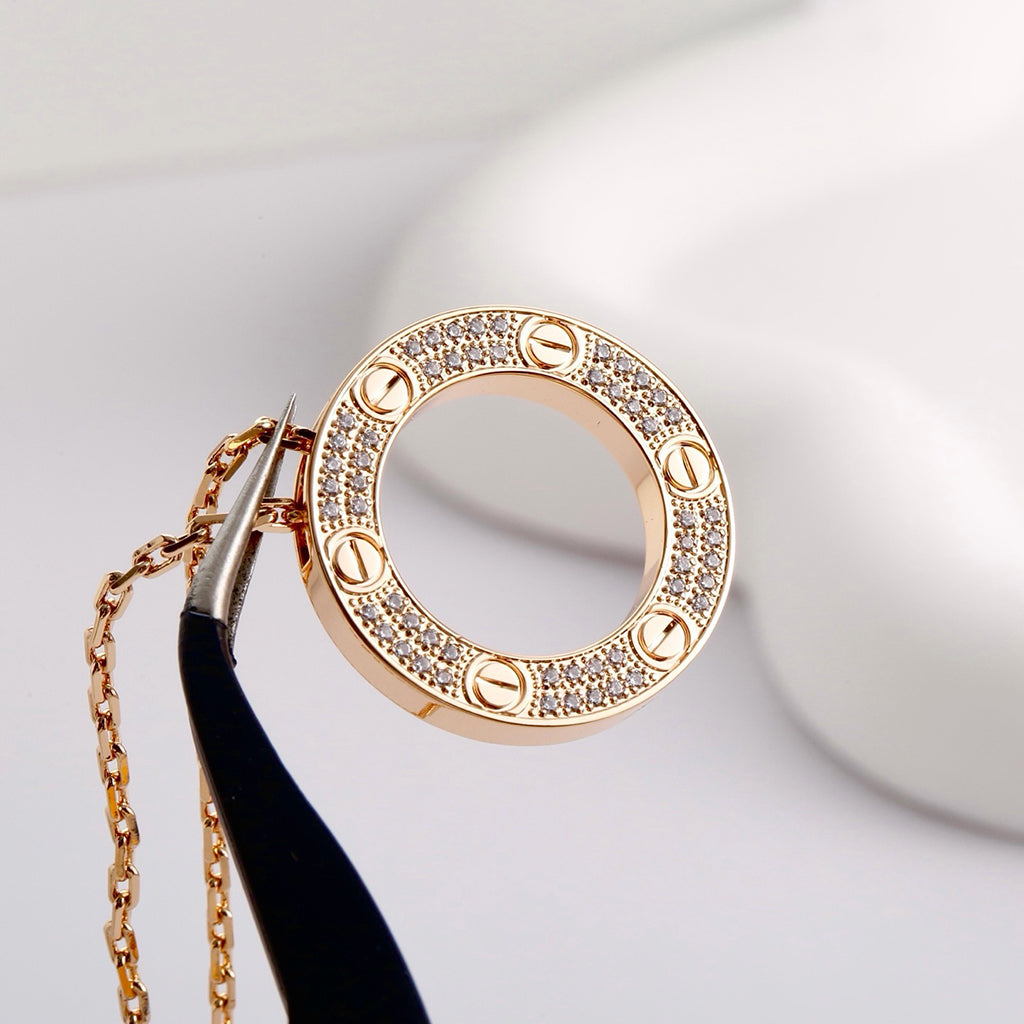 [Dawnora Jewelry]LOVE NECKLACE 16MM  FULL DIAMOND