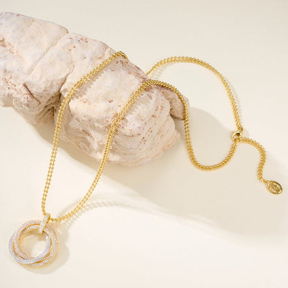 [Dawnora Jewelry]TRINITY LARGE FULL DIAMOND  NECKLACE