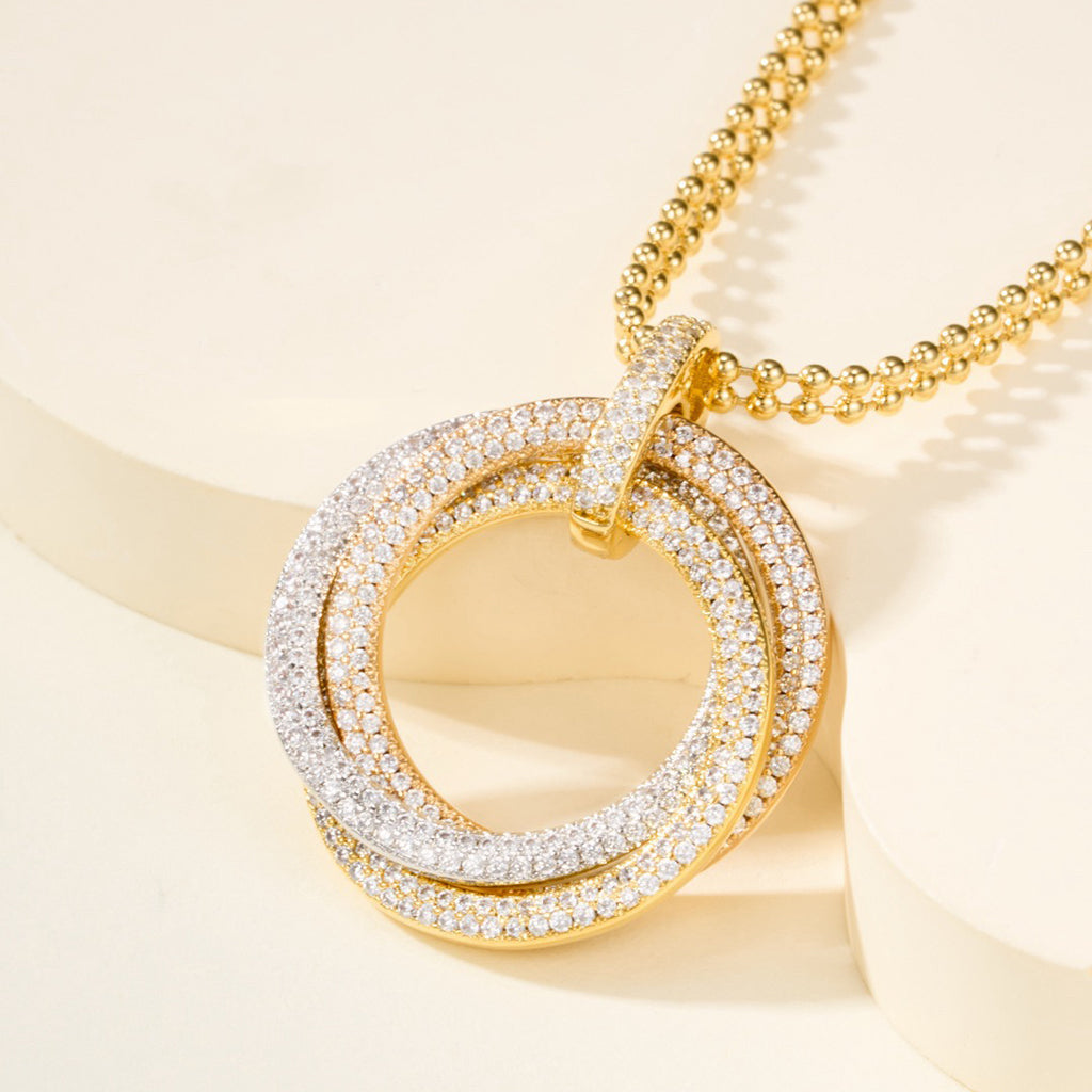 [Dawnora Jewelry]TRINITY LARGE FULL DIAMOND  NECKLACE