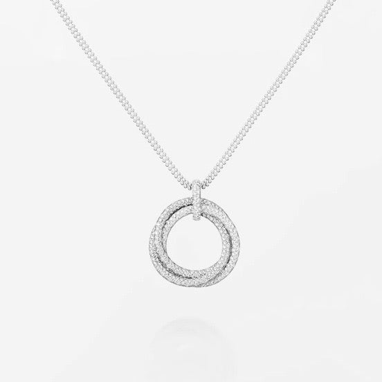 [Dawnora Jewelry]TRINITY LARGE FULL DIAMOND  NECKLACE
