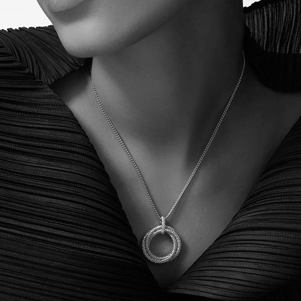 [Dawnora Jewelry]TRINITY LARGE FULL DIAMOND  NECKLACE