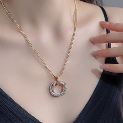 [Dawnora Jewelry]TRINITY LARGE FULL DIAMOND  NECKLACE