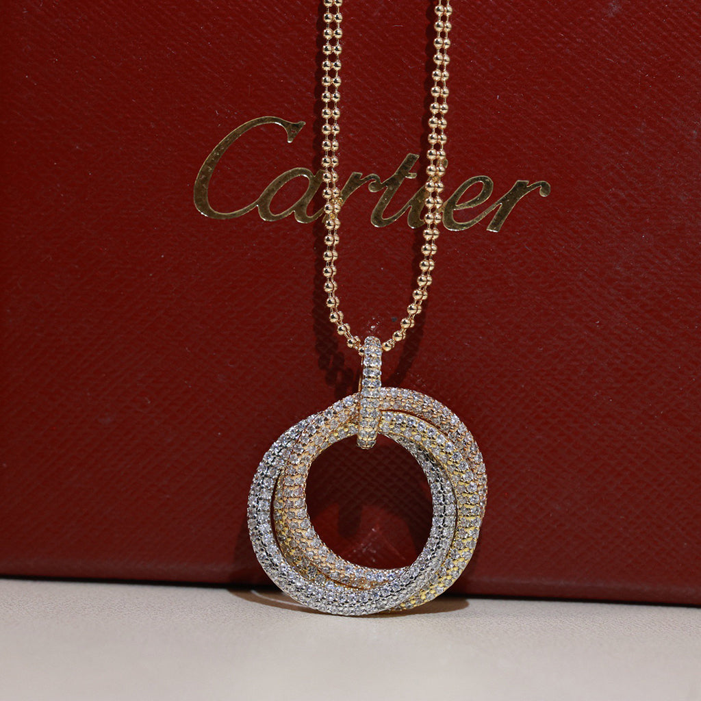 [Dawnora Jewelry]TRINITY LARGE FULL DIAMOND  NECKLACE