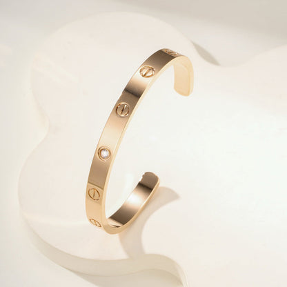 [Dawnora Jewelry]LOVE BRACELET 6.1MM 1 DIAMOND OPEN CUFF