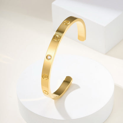 [Dawnora Jewelry]LOVE BRACELET 6.1MM 1 DIAMOND OPEN CUFF
