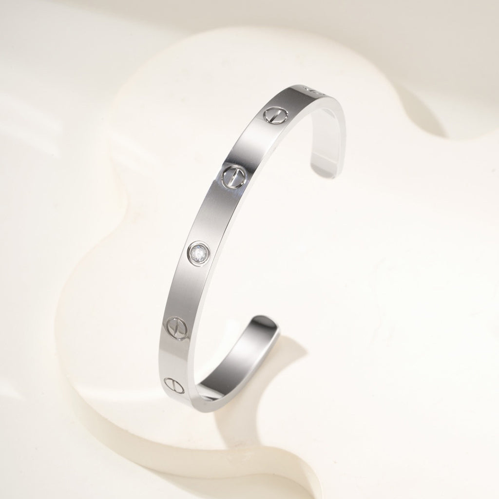 [Dawnora Jewelry]LOVE BRACELET 6.1MM 1 DIAMOND OPEN CUFF