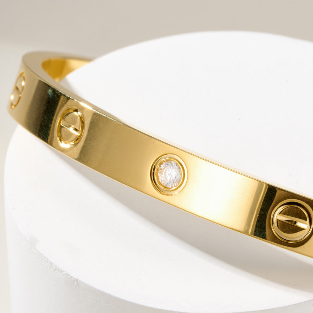 [Dawnora Jewelry]LOVE BRACELET 6.1MM 1 DIAMOND OPEN CUFF