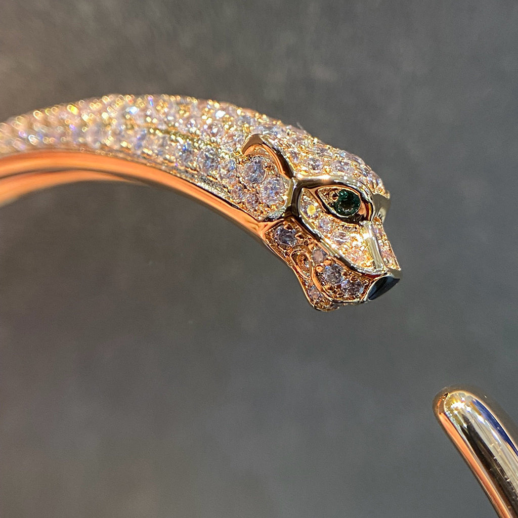 [Dawnora Jewelry]PANTHERE HALF DIAMOND OPEN BRACELET