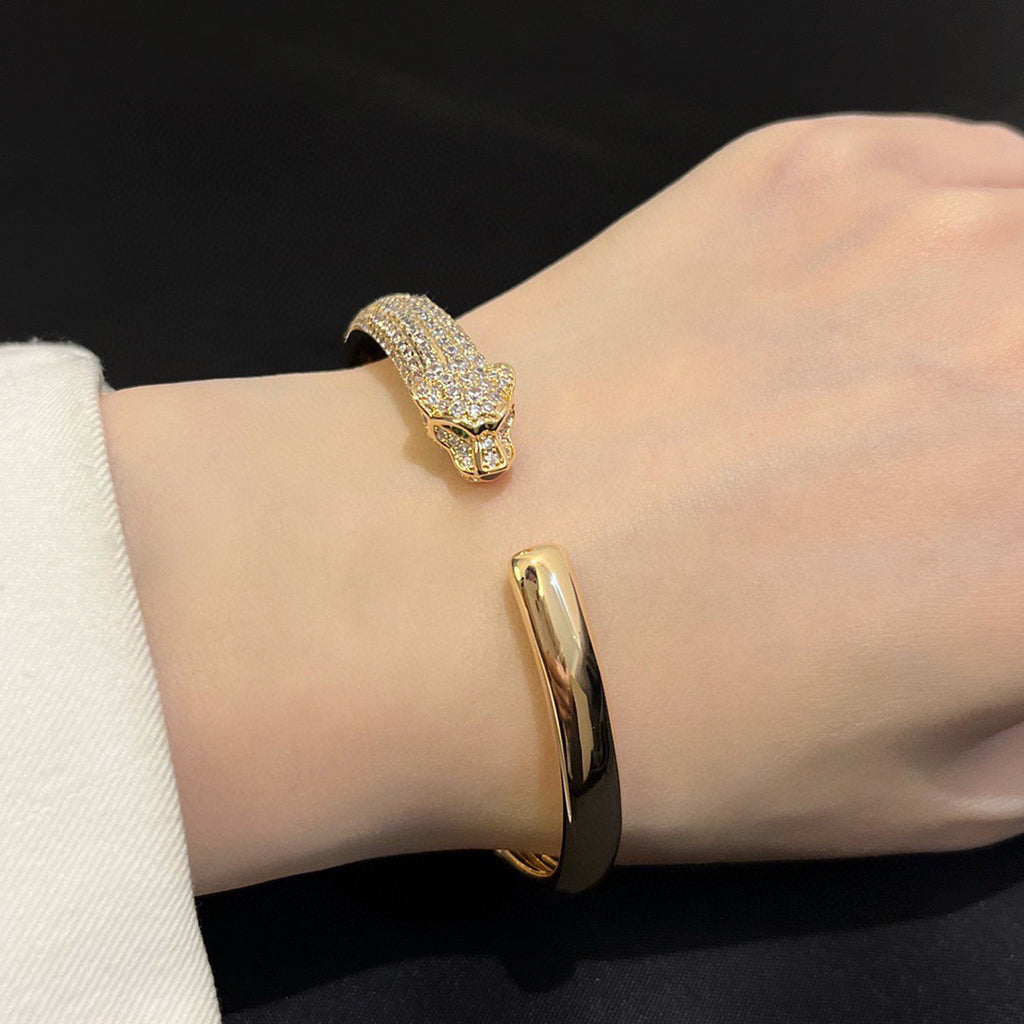 [Dawnora Jewelry]PANTHERE HALF DIAMOND OPEN BRACELET