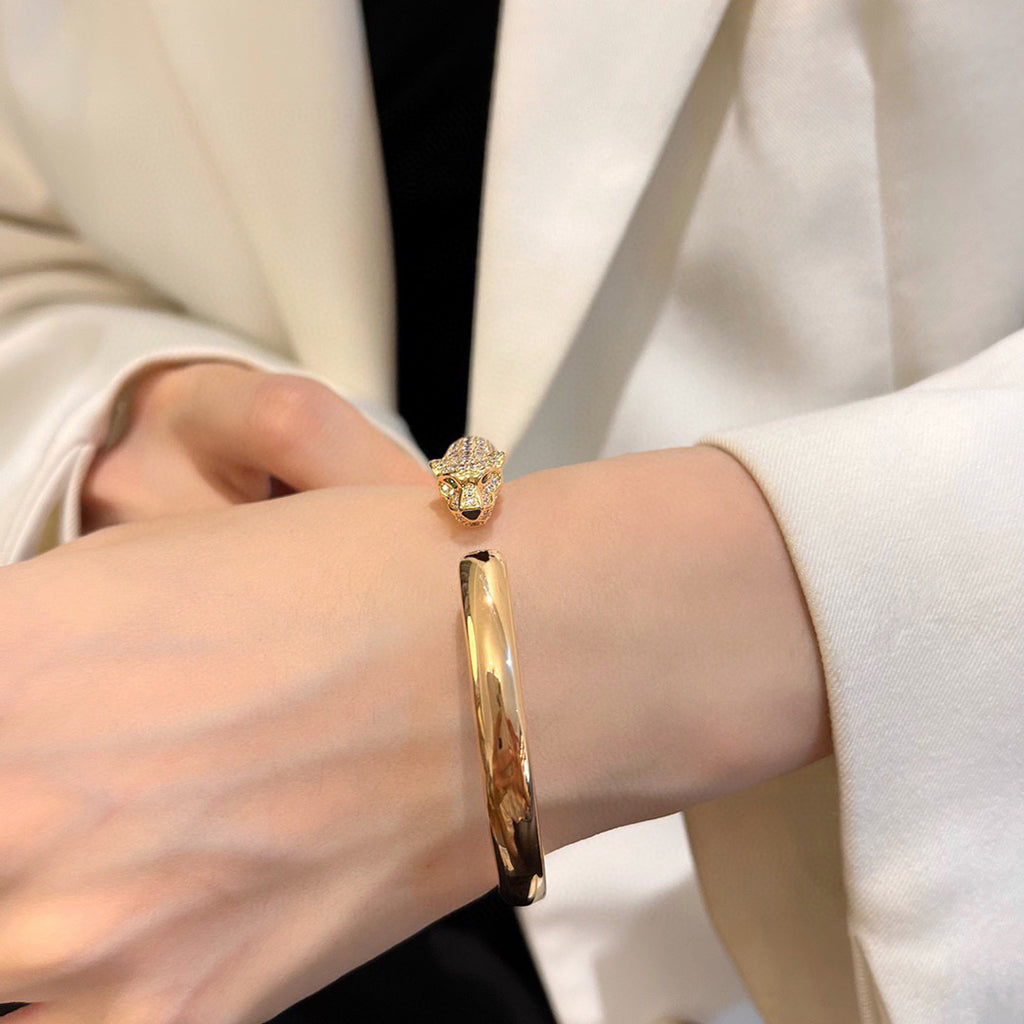 [Dawnora Jewelry]PANTHERE HALF DIAMOND OPEN BRACELET