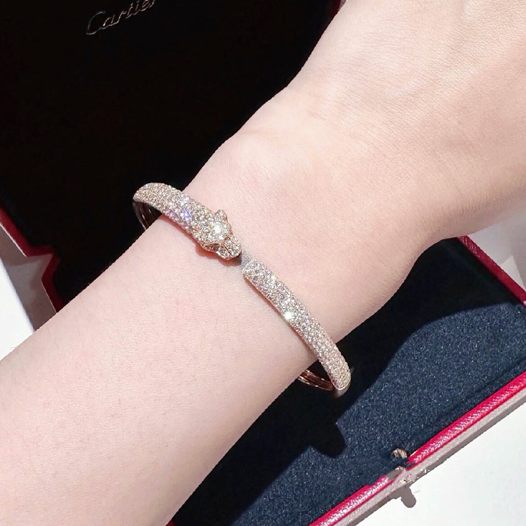 [Dawnora Jewelry]PANTHERE FULL DIAMOND OPEN BRACELET